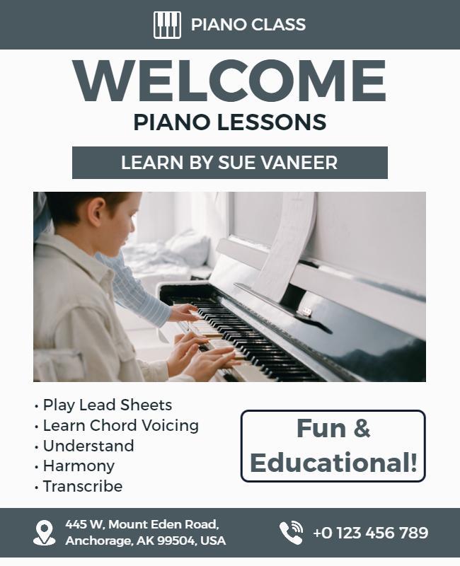 Piano Lessons Educational Class Flyer Template