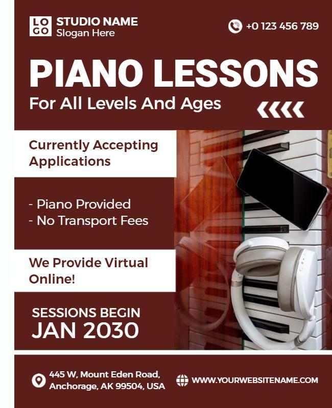 Piano Lessons for All Ages and Levels Flyer Template