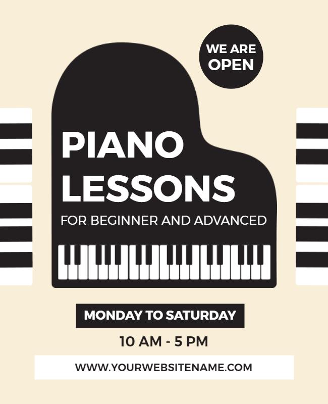 Piano Lessons for All Skill Levels Flyer Template