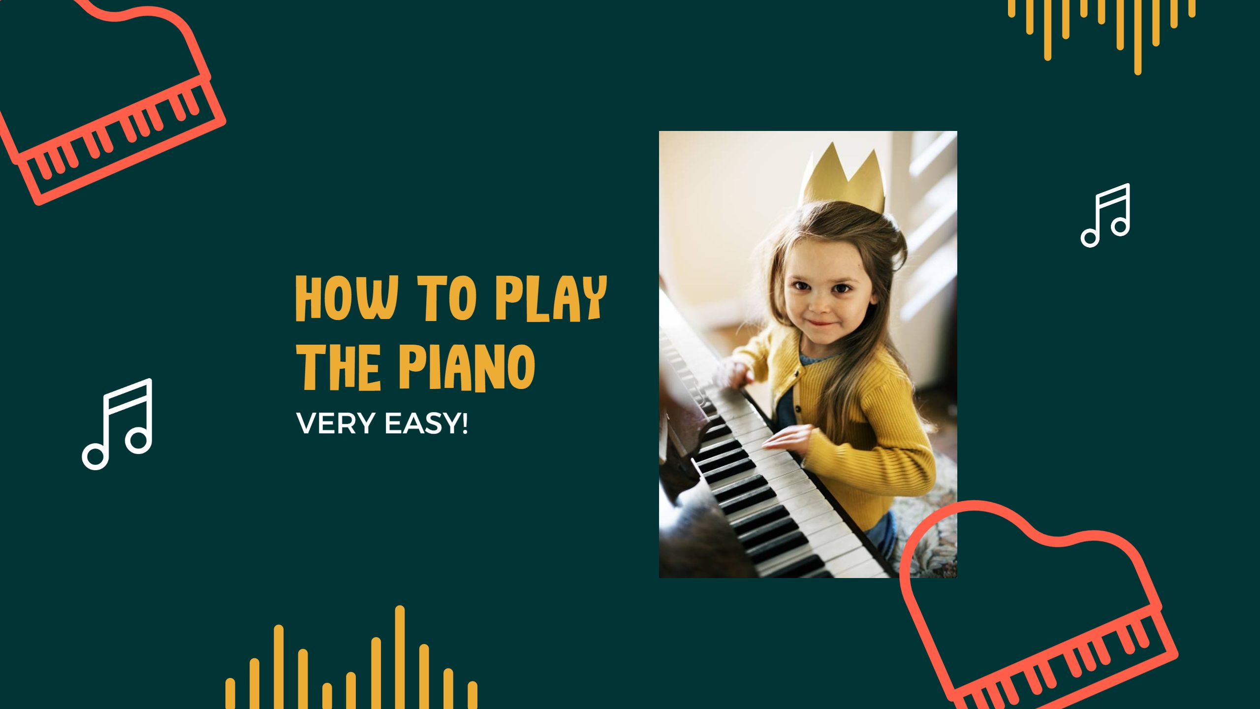 Piano Tutorial Design in Fun Colors for YouTube Banner Template