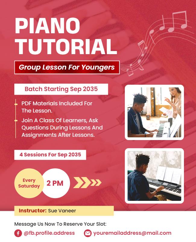 Piano Tutorial Group Lesson Flyer Template