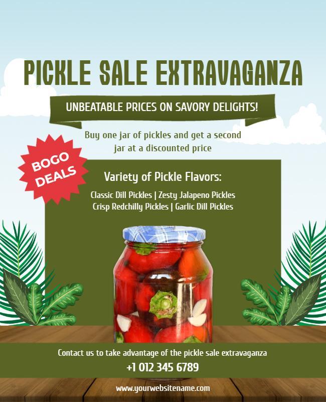 Pickle Sale Extravaganza Discount Flyer Template