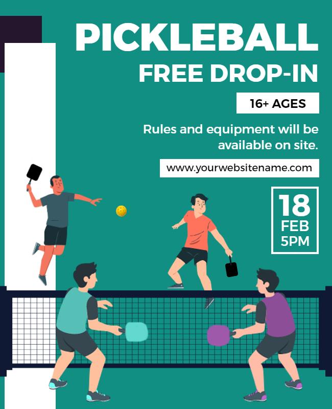 Pickleball Free Drop in Event Flyer Template