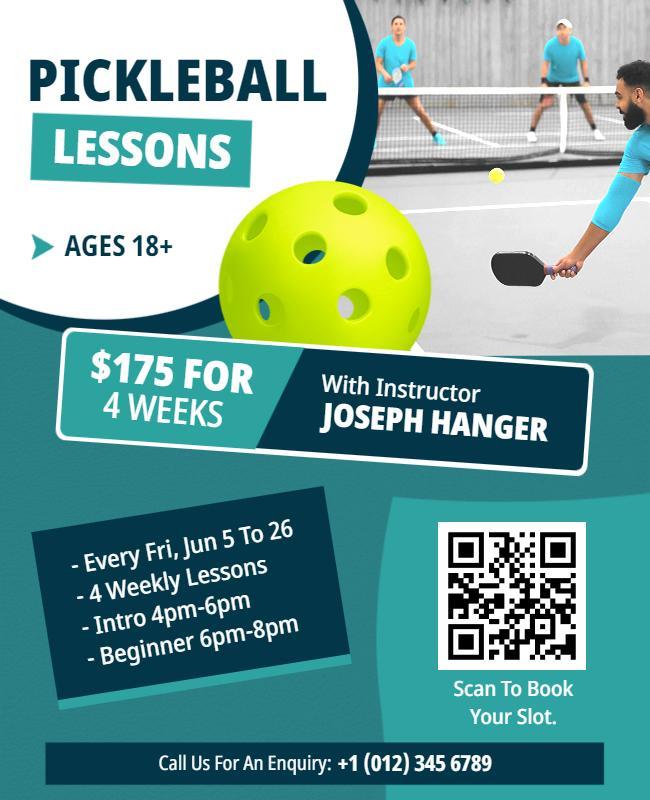 Pickleball Lessons Promotional Flyer Template
