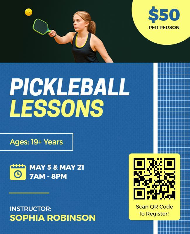 Pickleball Lessons Registration Flyer Template
