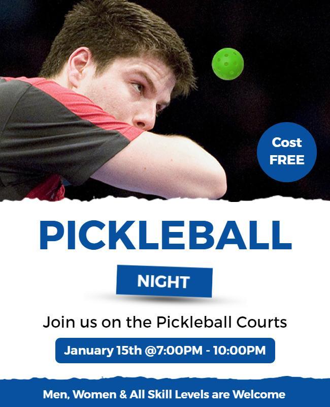 Pickleball Night Event Invitation Flyer Template