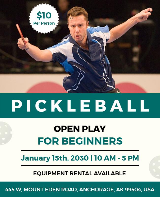 Pickleball Open Play Beginners Flyer Template