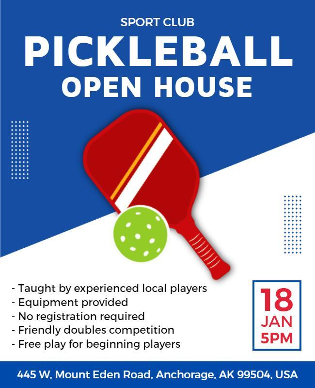 Pickleball Sports Club Open House Flyer Template