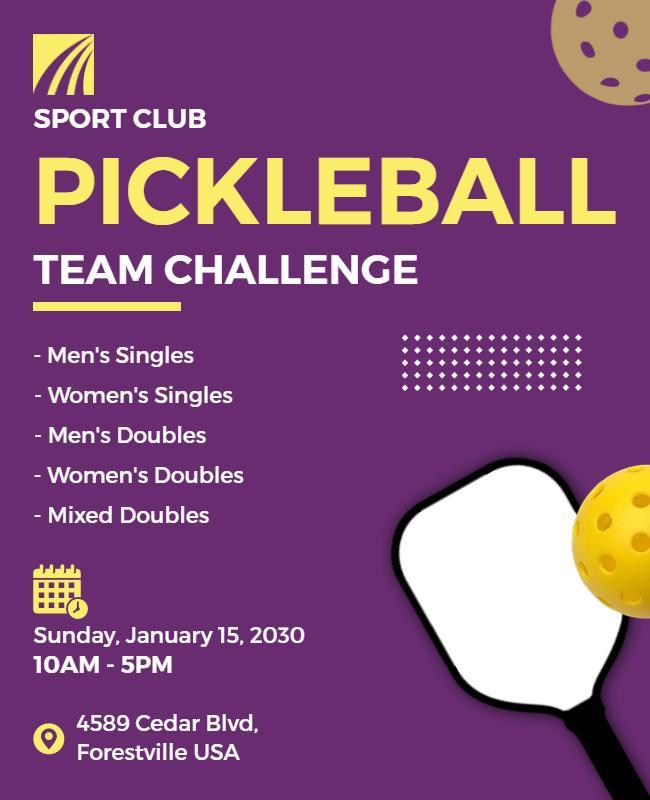 Pickleball Team Challenge Event Flyer Template