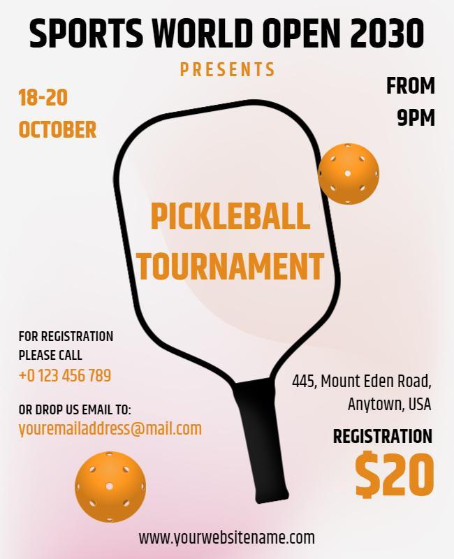 Pickleball Tournament Sports Event Flyer Template