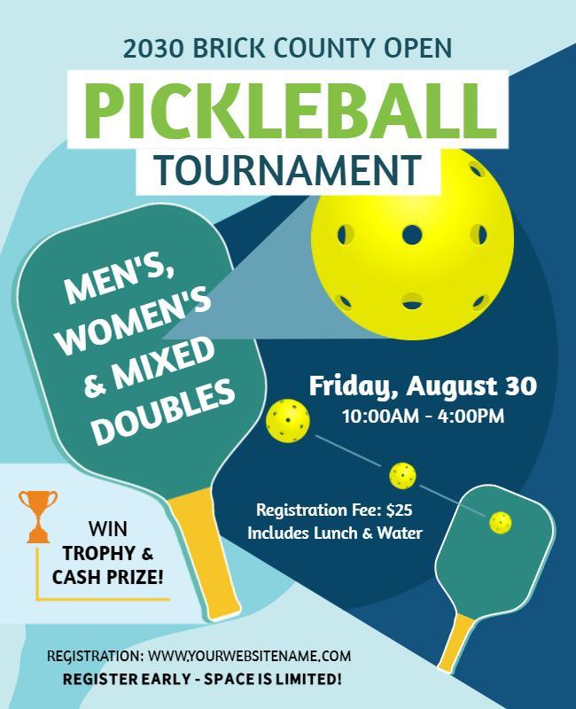 Pickleball Tournament with Cash Prizes Flyer Template