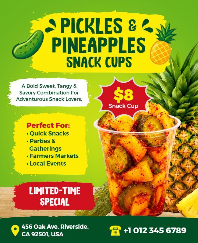 Pickles and Pineapples Snack Promotion Flyer Template