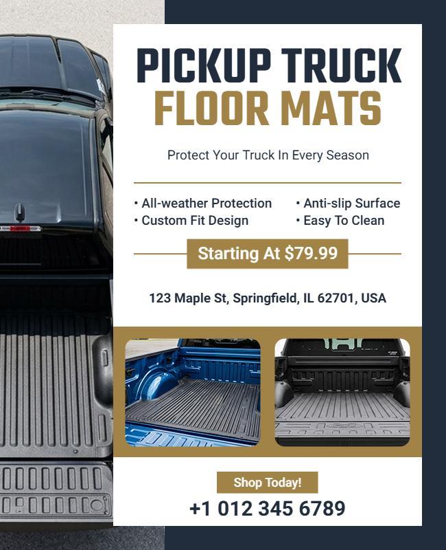 Pickup Truck Floor Mats Promotional Flyer Template
