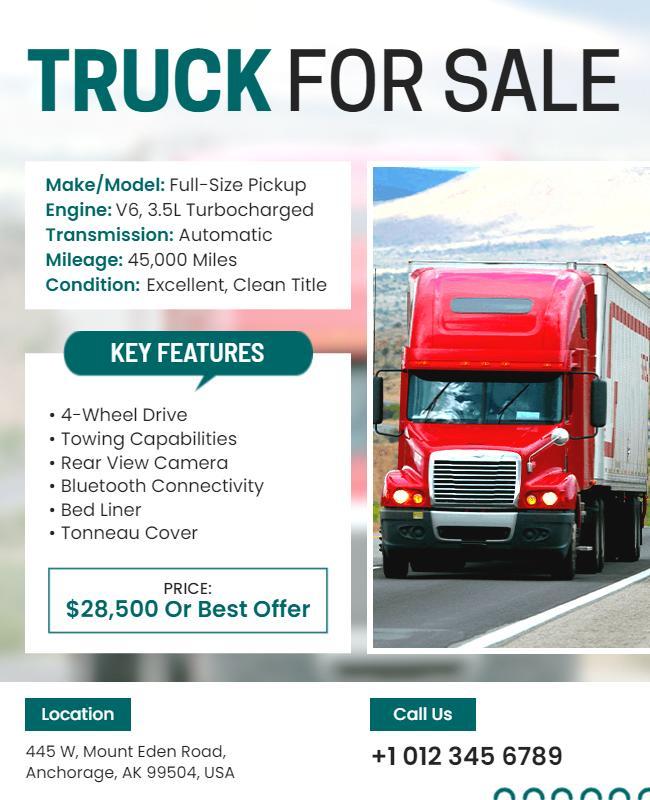 Pickup Truck for Sale Flyer Template