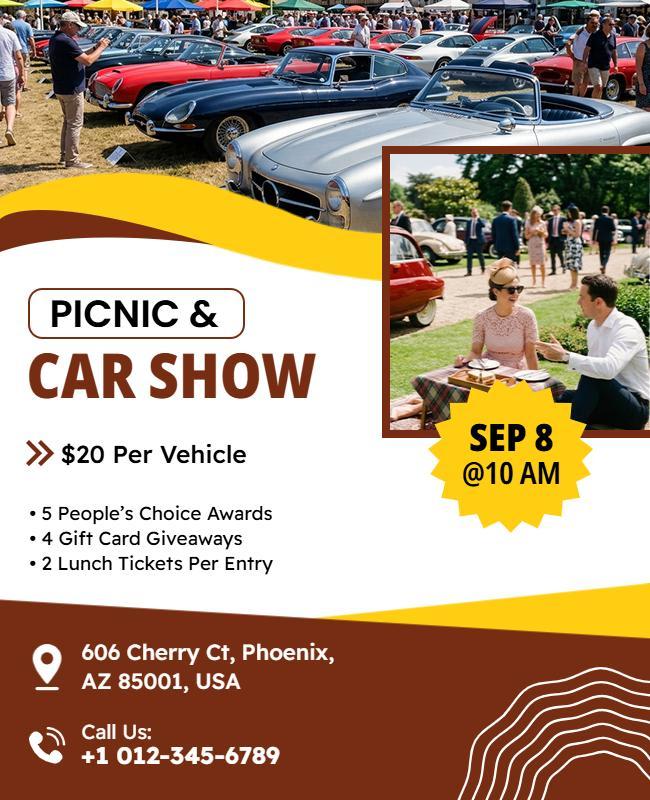 Picnic and Car Show Flyer Template