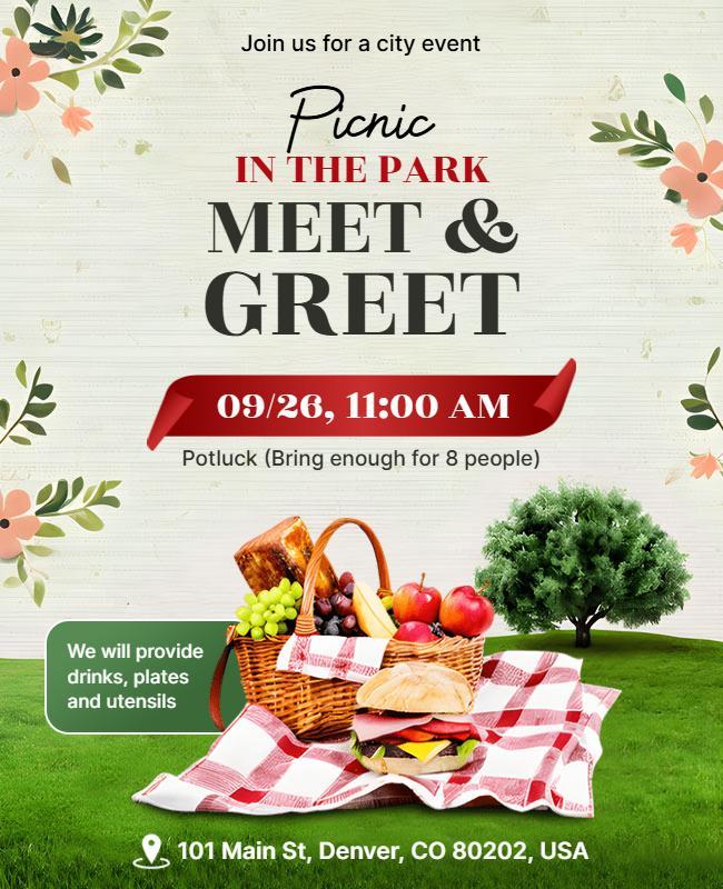 Picnic in the Park Meet and Greet Flyer Template