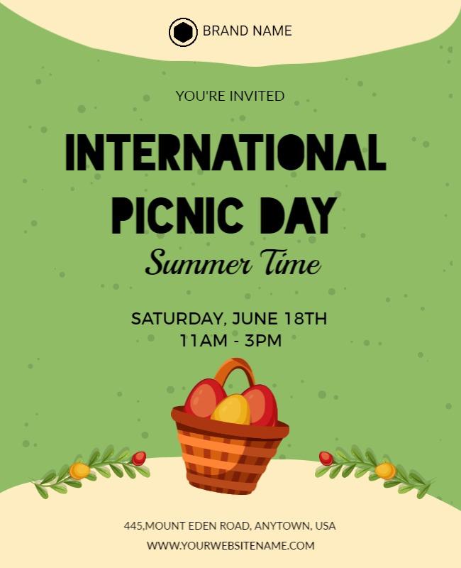 Playful Green International Picnic Day Celebration Flyer Template