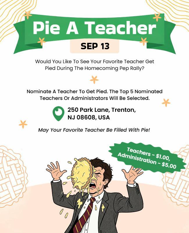 Pie a Teacher Fundraising Event Flyer Template