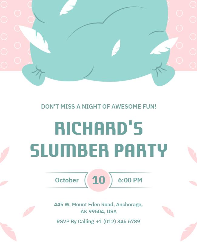 Pillow Themed Fun Slumber Party Flyer Template