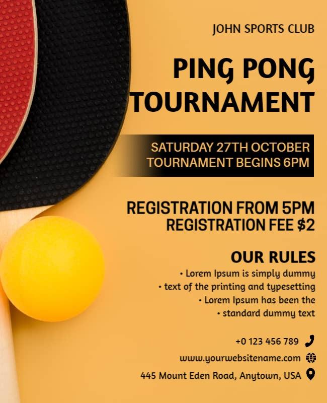 Ping Pong Tournament Event Announcement Flyer Template