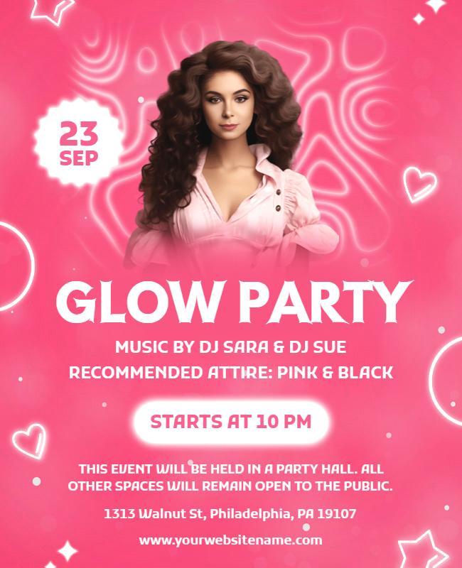 Pink and Black Glow Party Flyer Template