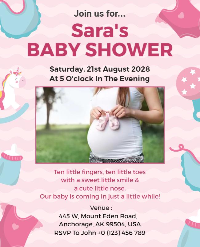 Pink and Blue Baby Shower Celebration Flyer Template