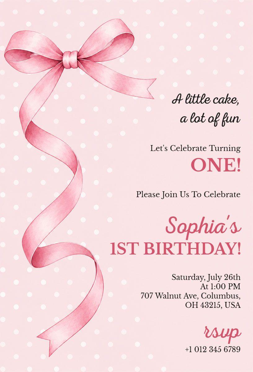 Pink and Polka Dot Birthday Party Invitation Template