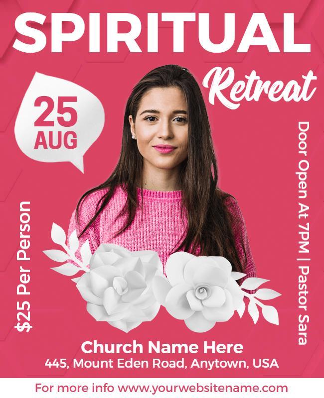 Pink and White Spiritual Retreat Event Poster Template