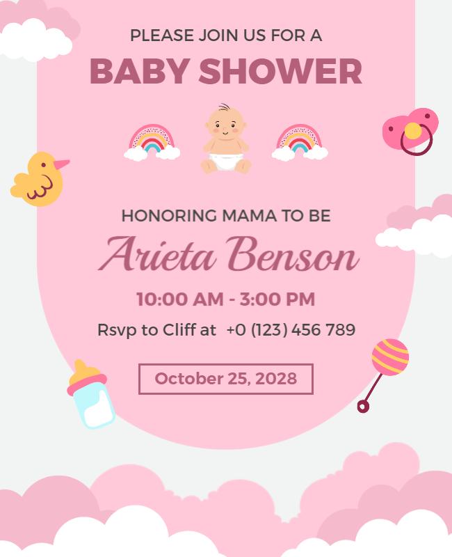 Pink Baby Shower Celebration Flyer Template