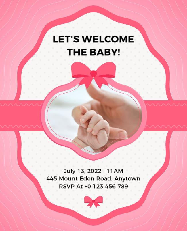 Pink Baby Shower Invitation Flyer Template