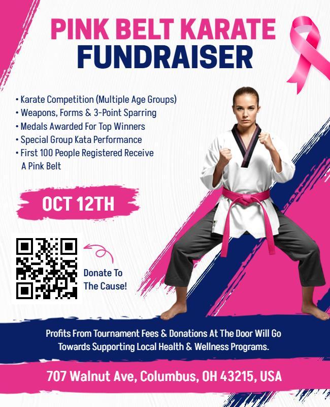 Pink Belt Karate Fundraiser Event Flyer Template