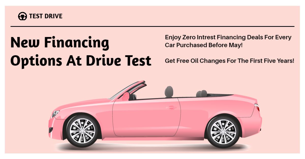 Pink Convertible Car Promotion with Financing Facebook Ad Banner Template
