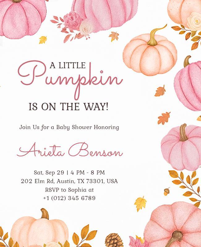 Pink Fall Baby Shower Announcement Flyer Template