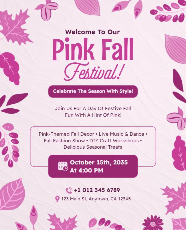 Pink Fall Festival Event Flyer Template