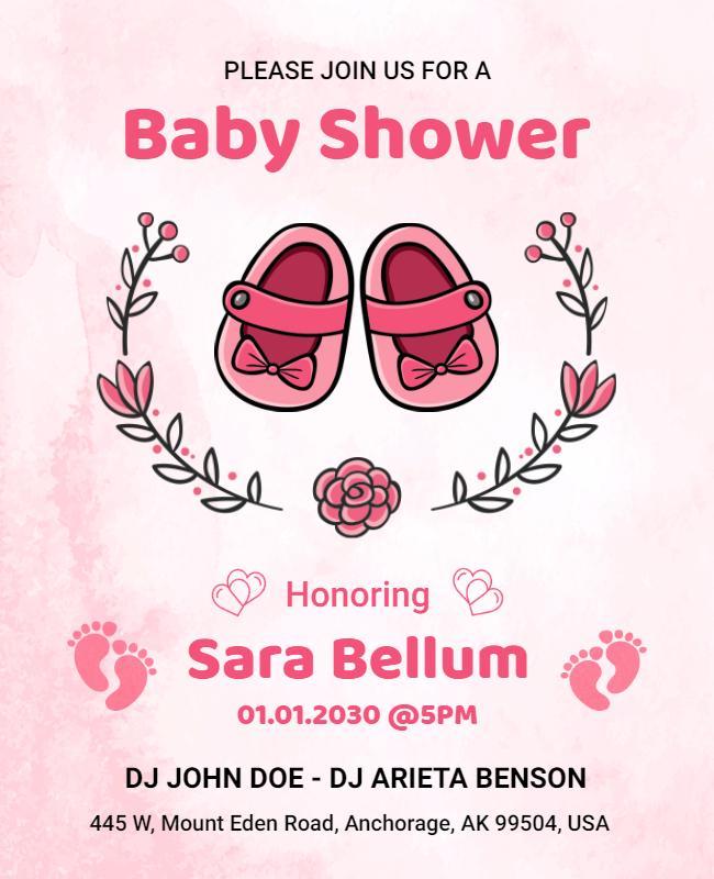 Pink Floral Baby Shower Celebration Flyer Template