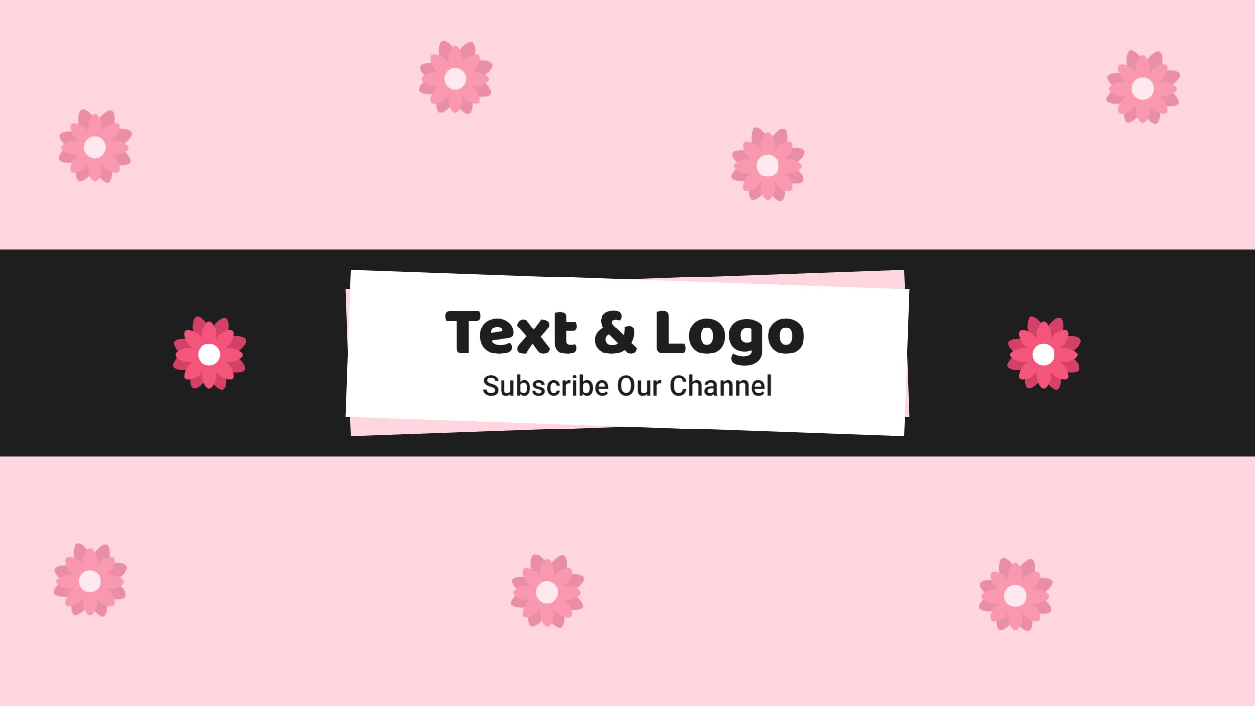Pink Floral Background with Bold Subscribe YouTube Banner Template