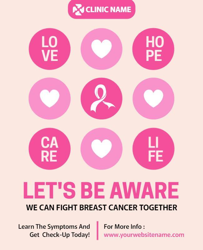 Pink Heart Awareness for Breast Cancer Support Poster Template
