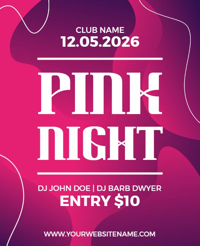 Pink Lace and Loulou Pink Night Flyer Template