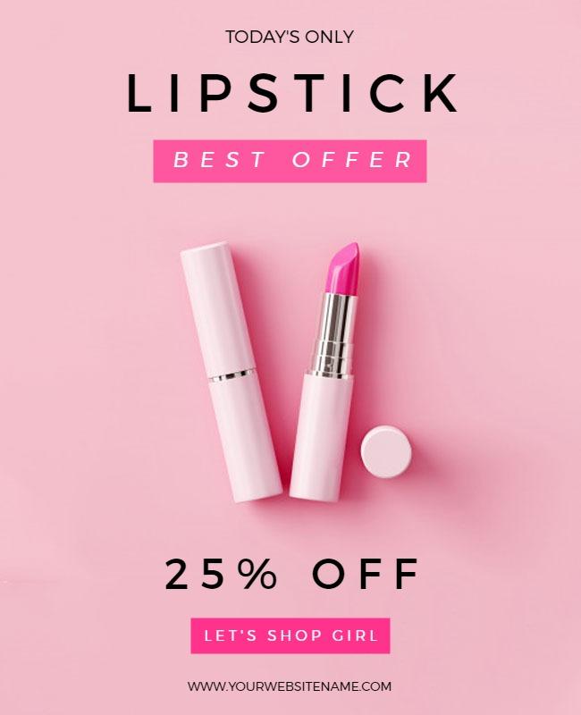 Pink Lipstick Promotion Sale Flyer Template