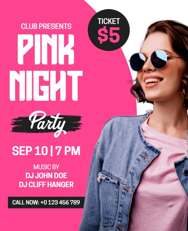 Pink Night Party Flyer Template