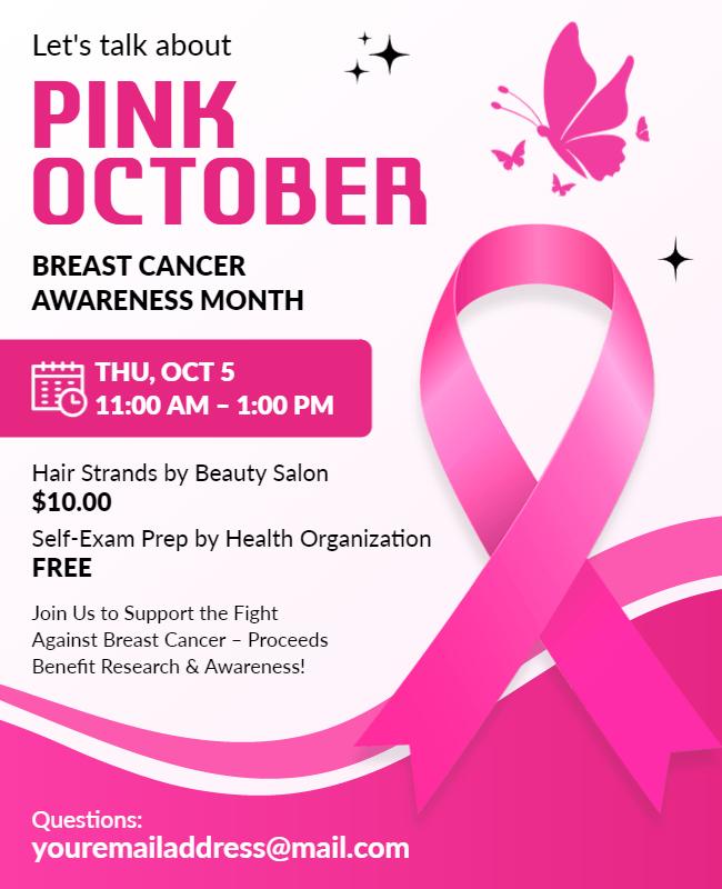 Pink October Breast Cancer Support Meeting Flyer Template