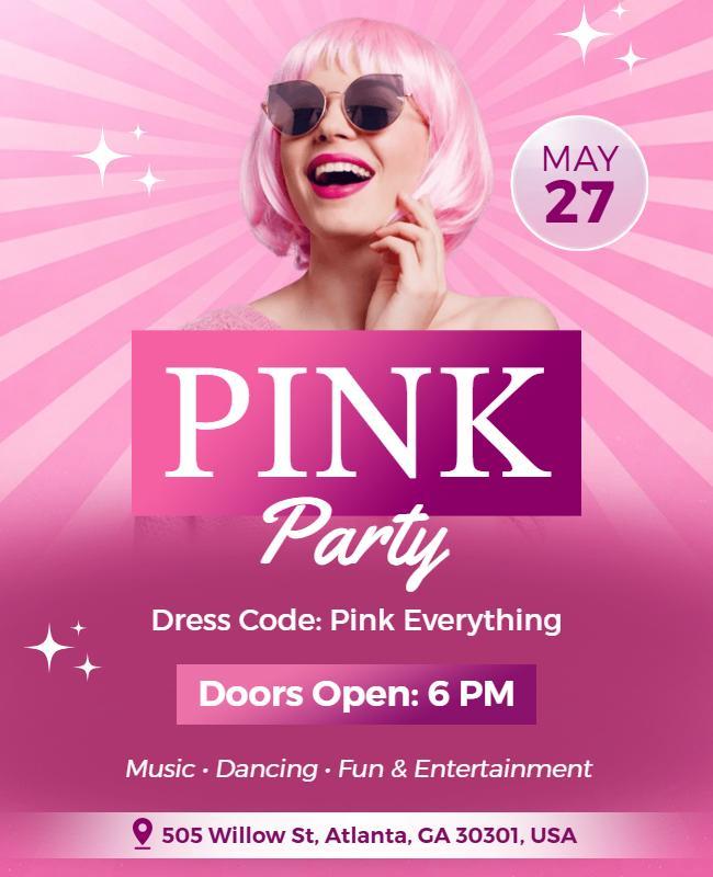 Pink Party Event Poster Template