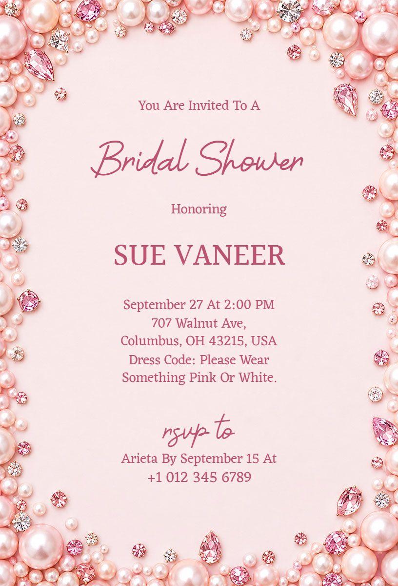 Pink Pearl Bridal Shower Invitation Template
