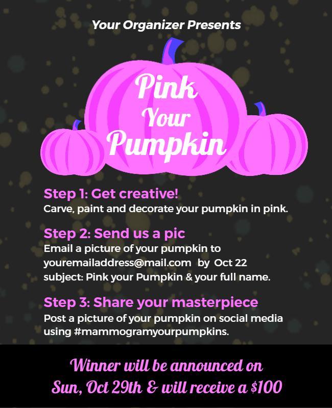 Pink Pumpkin Decoration Contest Flyer Template