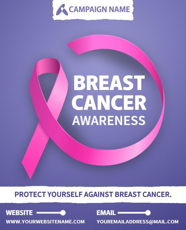 Pink Ribbon Breast Cancer Awareness Campaign Poster Template