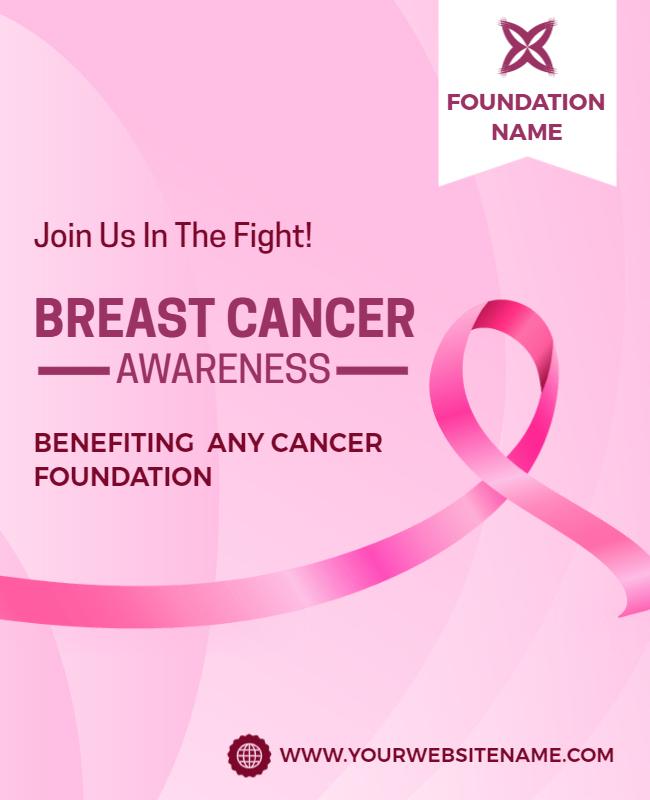 Pink Ribbon Breast Cancer Awareness Fundraising Poster Template