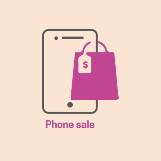 Pink Shopping Bag Design Representing Phone Sales Logo Template