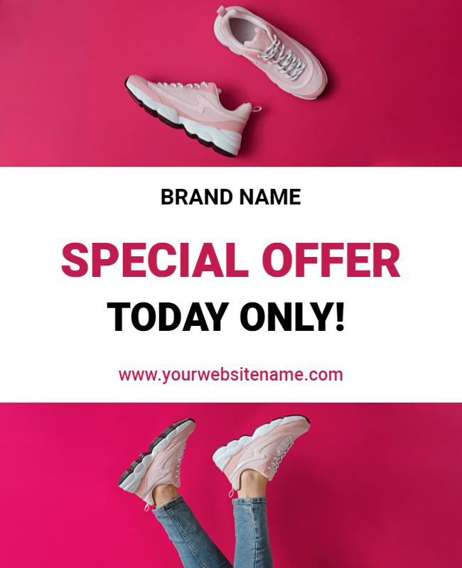 Pink Sneakers Special Offer Promotional Flyer Template