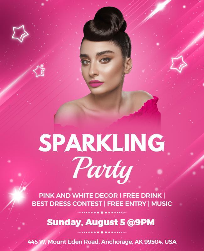 Pink Sparkling Party Night Flyer Template