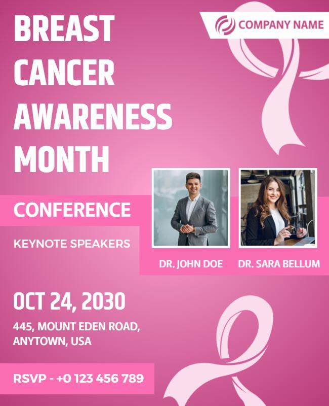 Pink Theme Breast Cancer Awareness Conference Poster Template
